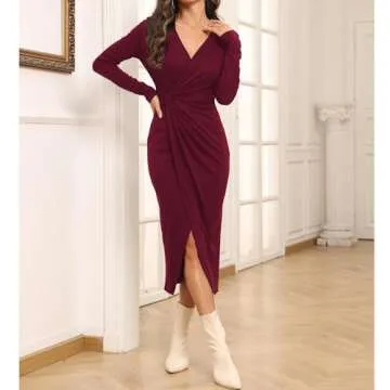 Hount Women's Winter Midi Sweater Dress for Parties