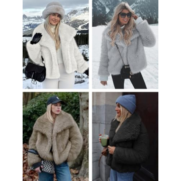 Tankaneo Women's Fuzzy Cropped Jacket for Chic Winters