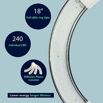 Prismatic 18" LED Halo Bi-Color Ring Light for Perfect Lighting