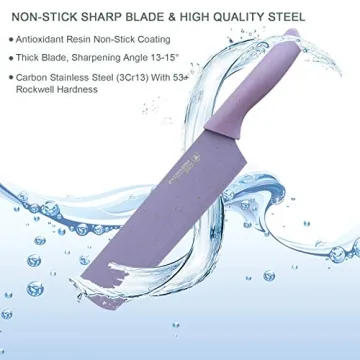 ZHUJIABAO Colorful Kitchen Knives Set of 6 PCS Professional Carbon Stainless Steel Chefs Knives Set With Non-Stick Coating&Ergonomic Handle Sharp Kitchen Knife Boxed Set for Slicing,Paring and Cooking