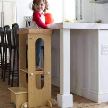 Little Partners Foldable Toddler Tower - Explore 'N Store Montessori Kitchen Tower for Cooking, 22.2...