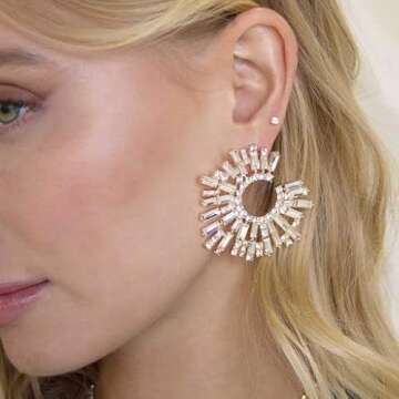 Ettika Gold Earrings For Women. Crystal Earrings. Opulent Crystal Stardust 18k Gold Plated Earrings....