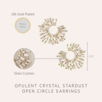 Ettika Gold Earrings For Women. Crystal Earrings. Opulent Crystal Stardust 18k Gold Plated Earrings. Birthday Gifts For Women
