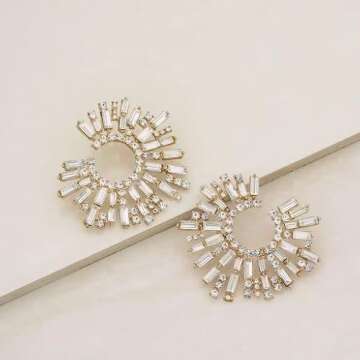 Ettika Gold Earrings For Women. Crystal Earrings. Opulent Crystal Stardust 18k Gold Plated Earrings. Birthday Gifts For Women