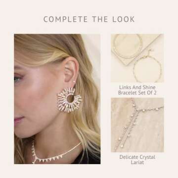 Ettika Gold Earrings For Women. Crystal Earrings. Opulent Crystal Stardust 18k Gold Plated Earrings. Birthday Gifts For Women