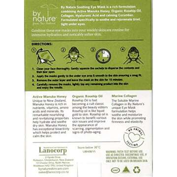 By Nature from New Zealand Soothing Eye Mask w/Rosehip Oil (5) Pack