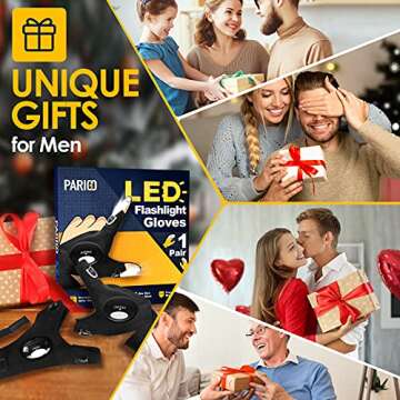 PARIGO LED Flashlight Gloves, Mens Valentines Day Gifts for Him, Boyfriend Husband Valentines Gifts ...