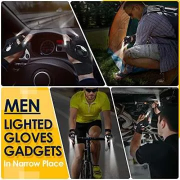 PARIGO LED Flashlight Gloves, Mens Valentines Day Gifts for Him, Boyfriend Husband Valentines Gifts for Men Son, Dad Birthday Gifts for Men Grandpa Car Repairing Fishing Camping Light Cool Gadgets
