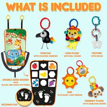 Innofans Baby Car Seat Toy with Music, Mirror, Animals - Portable Infant Travel Activities and Senso...