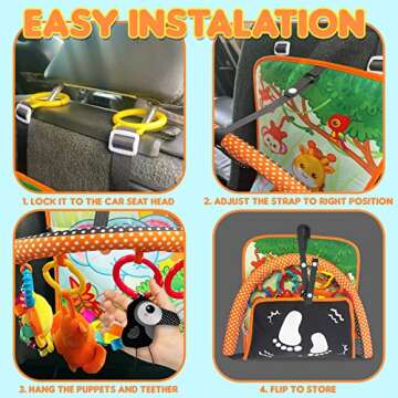 Innofans Baby Car Seat Toy with Music, Mirror, Animals - Portable Infant Travel Activities and Sensory Stroller Toys