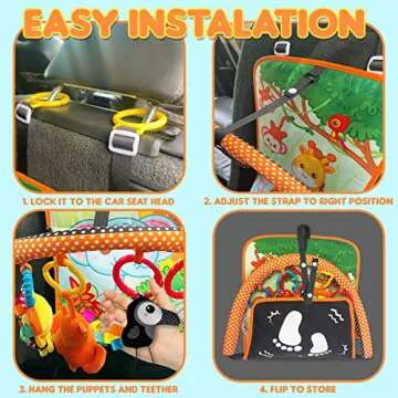 Innofans Baby Car Seat Toy with Music, Mirror, Animals - Portable Infant Travel Activities and Sensory Stroller Toys