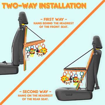 Innofans Baby Car Seat Toy with Music, Mirror, Animals - Portable Infant Travel Activities and Sensory Stroller Toys