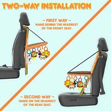 Innofans Baby Car Seat Toy with Music, Mirror, Animals - Portable Infant Travel Activities and Sensory Stroller Toys