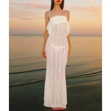 Sexy White Lace Bodycon Maxi Dress for Evening Parties