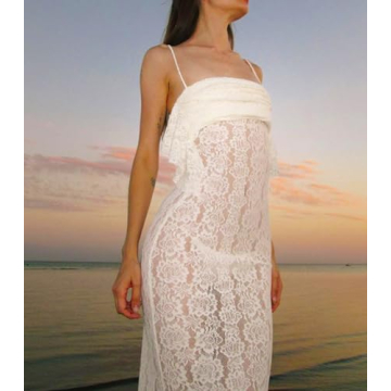 Sexy White Lace Bodycon Maxi Dress for Evening Parties