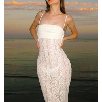 Sexy White Lace Bodycon Maxi Dress for Evening Parties