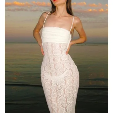 Sexy White Lace Bodycon Maxi Dress for Evening Parties