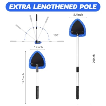 Baderke 8 Pcs Car Window Cleaner Kit with Extendable Handle