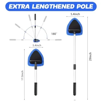 Baderke 8 Pcs Car Window Cleaner Kit with Extendable Handle