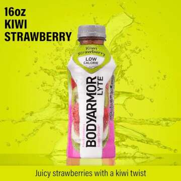 BODYARMOR LYTE Sports Drink Low-Calorie Sports Beverage, Kiwi Strawberry, Natural Flavors With Vitamins, Potassium-Packed Electrolytes, Perfect For Athletes, 16 Fl Oz (Pack of 12)