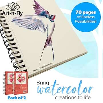 Art-n-Fly 5.5 x 8.5 in Watercolor Sketchpad Mini Book - 2 Pack x 35 Sheets Each- Spiral Bound and Mi...