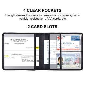 Cacturism Car Registration and Insurance Holder, Vehicle Glove Box Car Organizer Men Women Wallet Accessories Case for Cards, Essential Document, Driver License