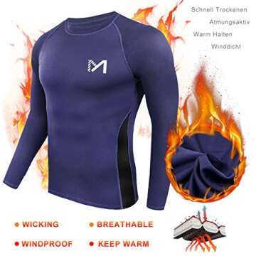 MEETYOO Men's Thermal Underwear Set Sport Long Johns Base Layer, Small Blue