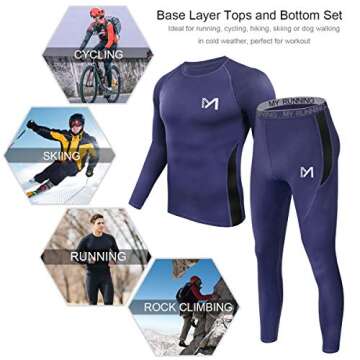 MEETYOO Men's Thermal Underwear Set Sport Long Johns Base Layer, Small Blue