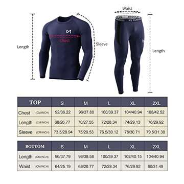 MEETYOO Men's Thermal Underwear Set Sport Long Johns Base Layer, Small Blue
