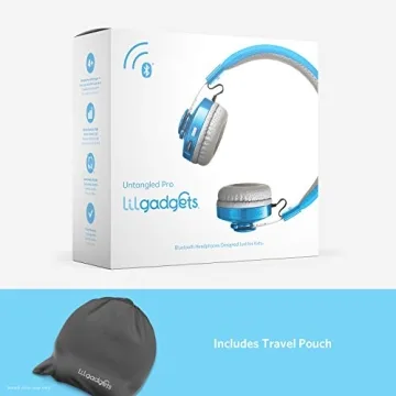 LilGadgets Untangled Pro On-Ear Wireless Kids Headphones for School, Microphone, Volume Limited, SharePort Technology, SoftTouch Padding, Blue