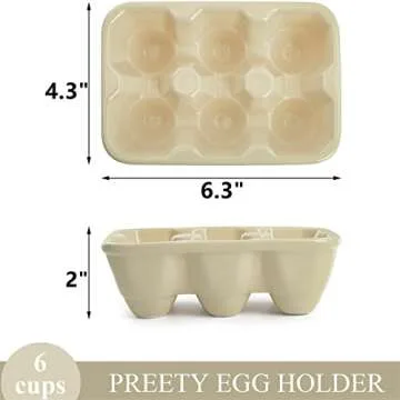 DEAYOU 3-Pack 18 Cups Ceramic Egg Tray, 6-Cup Porcelain Egg Holder Container, Decorative Egg Keeper ...