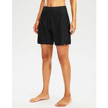 G Gradual Women's 7" Long Swim Board Shorts High Waisted Quick Dry Beach Swimming Shorts for Women w...