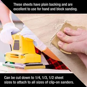 Dura-Gold Premium 9" x 11" Gold Sandpaper, 2 Each 80, 120, 150, 220, 320 Grit Sanding Sheets, 10 Total - Wood Woodworking, Automotive, Cut Use 1/4, 1/3, 1/2 Sheet Finishing Sanders, Hand Sanding Block