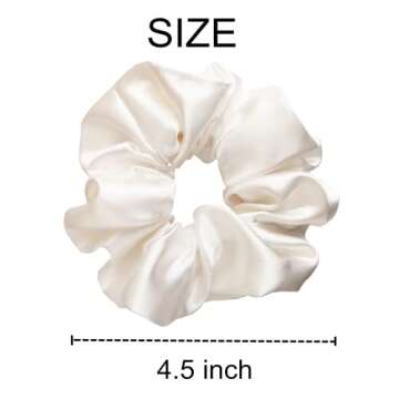 Sufermoe 6 Pcs Satin Silk Hair Scrunchies, Pearl White (Pearl white with a little peach pink, not pure white), 4.5 Inch, Hair Ties for Women and Girls, Hair Accessories
