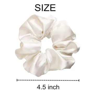 Sufermoe 6 Pcs Satin Silk Hair Scrunchies, Pearl White (Pearl white with a little peach pink, not pure white), 4.5 Inch, Hair Ties for Women and Girls, Hair Accessories