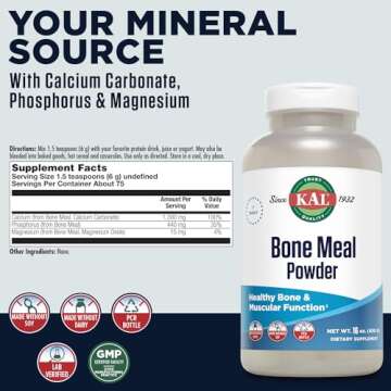 KAL Bone Meal Powder | Edible Supplement Rich in Calcium, Phosphorus, Magnesium | For Bone & Muscle ...