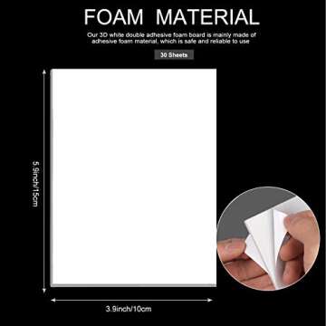 30 Sheets White Sticky Foam Sheets-Foam Tapes Double Sided Adhesive Foam Sheets 3D White Dual-Adhesi...