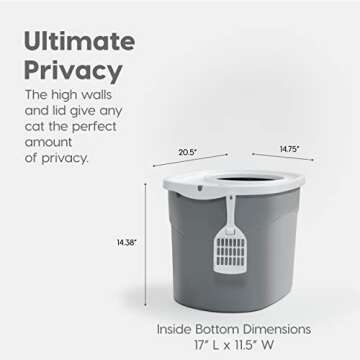 IRIS USA Cat Litter Box, Large Top Entry with Litter Catching Lid and Scoop, Dog Proof, Enclosed Cat...