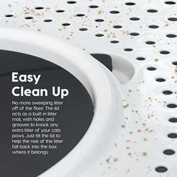 IRIS USA Cat Litter Box, Large Top Entry with Litter Catching Lid and Scoop, Dog Proof, Enclosed Cat Litter Box, Gray/White