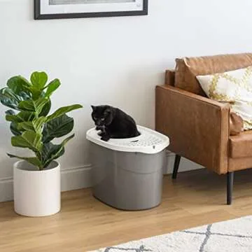 IRIS USA Top Entry Cat Litter Box for Clean Homes