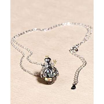 Jewever 925 Sterling Silver Pendant Necklaces for Women Black Abalone Shell Beads Lovely Octopus Animal Jewelry Gifts