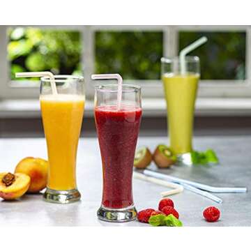 Comfy Package [500 Pack] 7.75" High Flexible Plastic Straws, Disposable Drinking Straws - Striped Assorted Colors