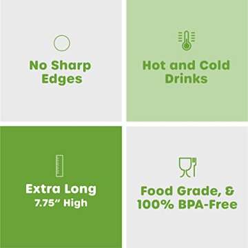 Comfy Package [500 Pack] 7.75" High Flexible Plastic Straws, Disposable Drinking Straws - Striped Assorted Colors