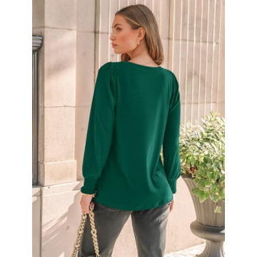 AUTOMET Women’s Pleated Long Sleeve Blouse - Stylish Comfort