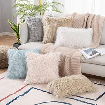 MIULEE Decorative New Luxury Series Style White Faux Fur Throw Pillow Case Cushion Cover for Sofa Bedroom Car 12 x 20 Inch 30 x 50 Cm