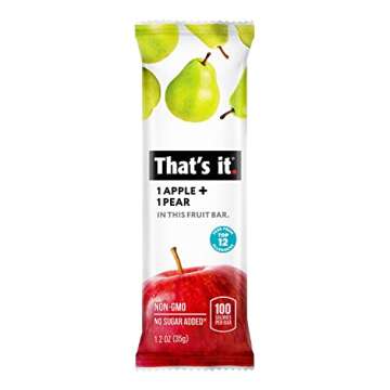 That's it. Apple + Pear 100% Natural Real Fruit Bar, Best High Fiber Vegan, Gluten Free Healthy Snac...