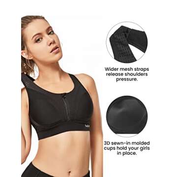 Yvette Sports Bras for Women High Impact Racerback Workout Bra for Running for Plus Size