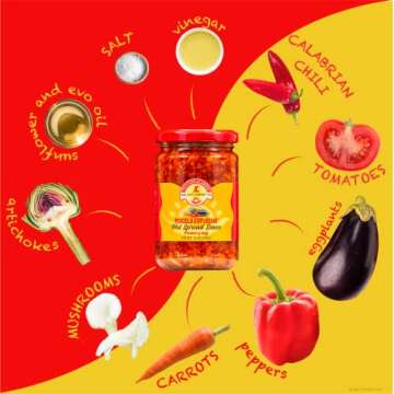 Hot Spread Sauce, Miscela Esplosiva, TuttoCalabria, 10 OZ (285g), Minced Calabrian Chili & Giardiniera Vegetables