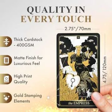 Wyspell Classic Tarot Cards with Guide Book - 78 Gold Tarot Cards for Beginners Tarot Cards Set - Black Tarot Decks with Guidebook - Original Tarot Cards Deck - Tarot Deck with Guidebook