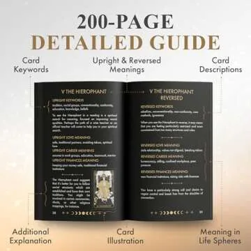 Wyspell Classic Tarot Cards with Guide Book - 78 Gold Tarot Cards for Beginners Tarot Cards Set - Black Tarot Decks with Guidebook - Original Tarot Cards Deck - Tarot Deck with Guidebook